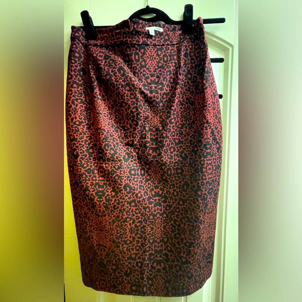Halogen Red and Black Leopard Print Pencil Skirt